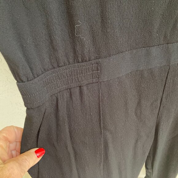 J. Crew Black JUMPSUIT Asymmetrical  Zipper Cap Sleeve  Sz 14T  TALL Sexy - Picture 5 of 12